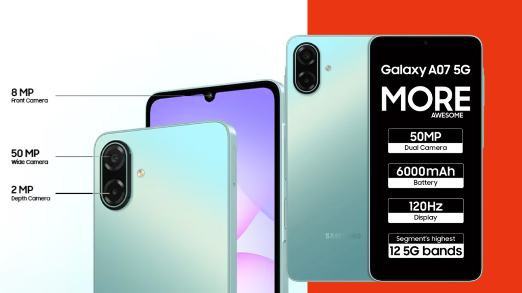 Samsung Galaxy A07 5G ने मचा दिया तहलका! ₹17,999 में 6000mAh बैटरी वाला धांसू फोन लॉन्च